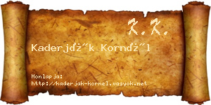 Kaderják Kornél névjegykártya